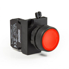 Кнопка нажимна кругла (1НО) червона - пластик IP65