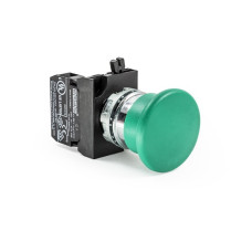 Кнопка "грибок" аварійна d=40мм без фіксації (1НО) зелена - метал IP65