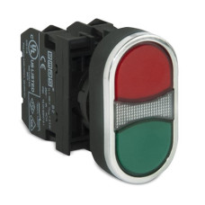 Кнопка здвоєна червоно-зелена велика (1НО+1НЗ)