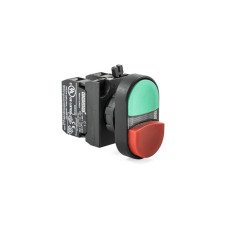 Кнопка сдвоенная красно-зеленая (1НО+1НЗ) - пластик IP65