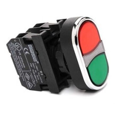 Кнопка здвоєна червоно-зелена з блок-контактом підсвічування без лампи  (1НО+1НЗ)