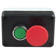 Пост чорно-сірий 2 кнопковий (червона "грибок" та зелена) (2НО+2НЗ)