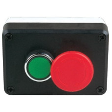 Пост чорно-сірий 2 кнопковий (пуск та аварійний стоп без фіксації d=40mm) (1НО+1НЗ)