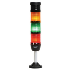 Світлова колона діаметр 50мм 4 яруси (червоний, зелений, жовтий, зумер), світлодіод блимаючий 220В AC/DC алюмінієвий патрубок 100мм