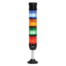 Світлова колона діаметр 50мм 5 ярусів (червоний, зелений, жовтий, синій, зумер), світлодіод блимаючий 220В AC/DC алюмінієвий патрубок 100мм