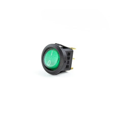 Выключатель одноклавишный с подсветкой зеленый подключение разъем 6,3*0,8 mm