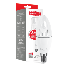 LED лампа MAXUS C37 6W тепле світло E14 (1-LED-531)