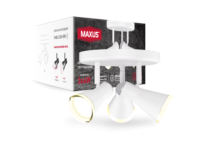 Спот світильник на 3 лампи MAXUS MSL-02R 3x4W 4100K білий