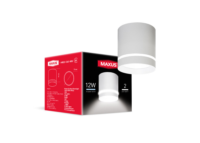 Світильник точковий світлодіодний Maxus Surface Downlight 12W 4100K White