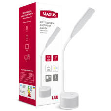 Розумна настільна лампа MAXUS DKL 8W (звук, USB, димінг, температура) біла