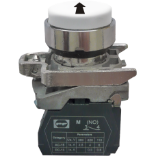 Вимикач кнопковий металевий FP4-BL3341 1NО (чорна стрілка вгору, білий)