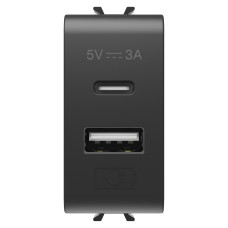 Розетка 2хUSB Chorusmart A+C TYPE 5V 3A 1M чорний GEWISS
