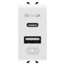 Розетка 2хUSB Chorusmart A+C TYPE 5V 3A 1M глянцевий білий GEWISS