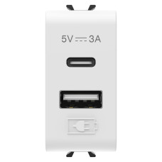 Розетка 2хUSB Chorusmart A+C TYPE 5V 3A 1M сатиновий білий GEWISS