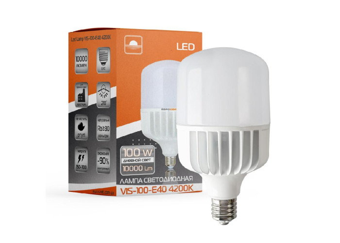 Лампа світлодіодна високопотужна ЕВРОСВЕТ 100Вт 4200К (VIS-100-E40)