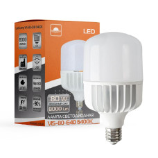 Лампа светодиодная высокомощная ЕВРОСВЕТ 80Вт 6400К (VIS-80-E40)