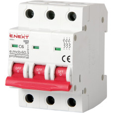 Модульний автоматичний вимикач e.mcb.pro.60.3.C 6 new, 3р, 6А, C, 6кА new
