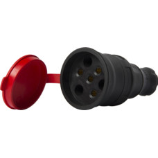 Силовая розетка переносная с защитной каучуковой крышкой e.socket.rubber.031.25, 4п., 25А