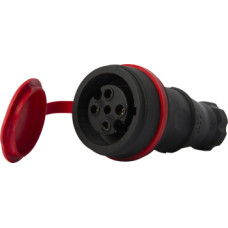 Силова розетка переносна з захисною кришкою каучукова e.socket.rubber.061.16, 4п., 16А