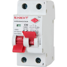 Выключатель дифференциального тока (дифавтомат) e.elcb.stand.2.C10.30, 2р, 10А, C, 30мА с разделенной рукояткой