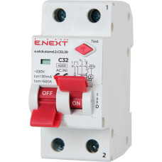 Выключатель дифференциального тока (дифавтомат) e.elcb.stand.2.C32.30, 2р, 32А, C, 30мА с разделенной рукояткой