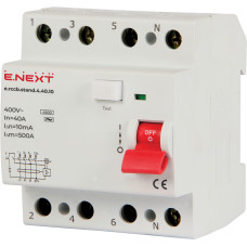 Выключатель дифференциального тока e.rccb.stand.4.40.10 4р, 40А, 10mA