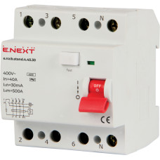 Выключатель дифференциального тока e.rccb.stand.4.40.30 4р, 40А, 30mA