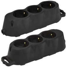 Блок розеток 3-местный ERS-3B (3х2Р+РЭ, Щуко, каучук, IP20, черный)