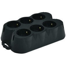 Блок розеток 6-местный ERS-6B (6х2Р+РЭ, Щуко, каучук, IP20, черный)