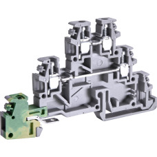 Клемма винтовая двухуровневая ESC-TDE.2 (2,5 мм2, с контактом заземления, серая)