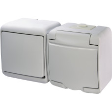 Мікс гориз.: 1-кл.вим.+ 1-на розетка з з/к VRHH-1s (біла/біла кришка)