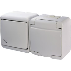 Мікс гориз.: Сходов.вим.+ 1-на розетка з з/к VRHH-3s (біла/біла кришка)