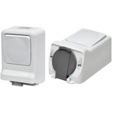 Мікс PRV-1: 1-кл.вим.+ 1-на розетка (2Р+РЕ, Schuko, IP44, 10/16A, 250V, полікарбонат)