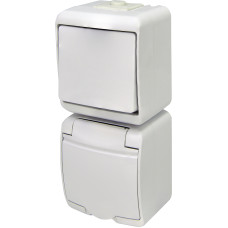 Мікс верт.: 1-кл.вим.+ 1-на розетка з з/к VRHP-1s (біла/біла кришка)