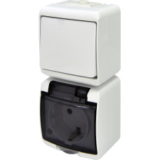 Мікс верт.: 1-кл.вим.+ 1-на розетка з з/к VRHP-1sd (біла/прозора кришка)