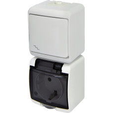 Мікс верт.: Сходов.вим.+ 1-на розетка з з/к VRHP-3sd (біла/прозора кришка)