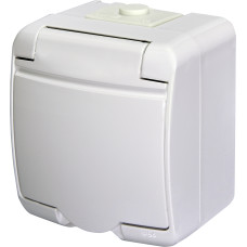 Розетка 1-на з з/к Schuko RHE-1s (біла/біла кришка, IP54)