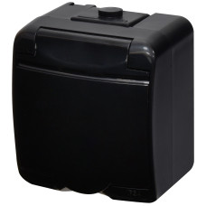 Розетка 1-на з з/к Schuko RHE-1s-BL (чорн./чорна кришка, IP54)