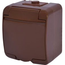 Розетка 1-на з з/к Schuko RHE-1s-KR (коричн./коричн. кришка, IP54)