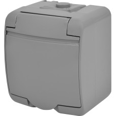 Розетка 1-на з з/к Schuko RHE-1s-SR (сіра/сіра кришка, IP54)