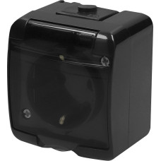 Розетка 1-на з з/к Schuko RHE-1sd-BL (чорн./прозора кришка, IP54)