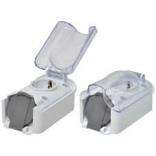 Розетка 2-на з кришк. PRE-2PC для вилки PKB-90 (2x2Р+РЕ, Schuko, IP44, 16A, 250V, полікарбонат)