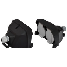 Розетка кабельна 2-на з кришками ERS-2CM (2x2Р+РЕ, Schuko, IP44, каучук, чорна)