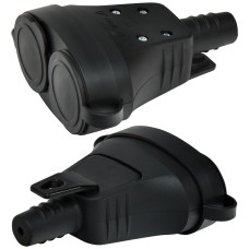 Розетка кабельна 2-на з заглушками ERS-2C (2x2Р+РЕ, Schuko, IP44, каучук, чорна)