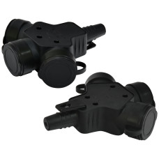 Розетка кабельна 3-на з заглушками ERS-3C (3x2Р+РЕ, Schuko, IP44, каучук, чорна)