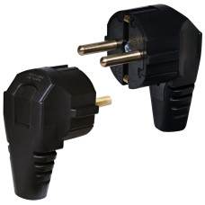 Вилка угловая ПКБ-90 (2Р+РЭ, каучук, IP20, черная)