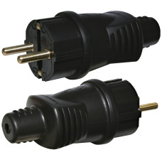 Вилка прямая ПКБ-СТ (2Р+РЭ, каучук, IP44, черная)