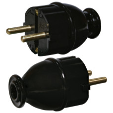 Вилка прямая ППБ-СТ (2Р+РЭ, поликарбонат, IP20, чёрная)