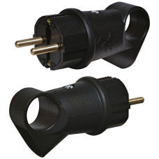 Вилка прямая с кольцом ПКБ-АН (2Р+РЭ, каучук, IP44, черный)