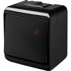 Вимикач 1-клавішний із підсвічуванням VHE-1L-BL (чорний, IP54)